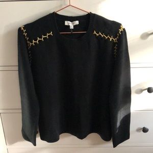 NEW Festive Black sweater with gold stitch detail M